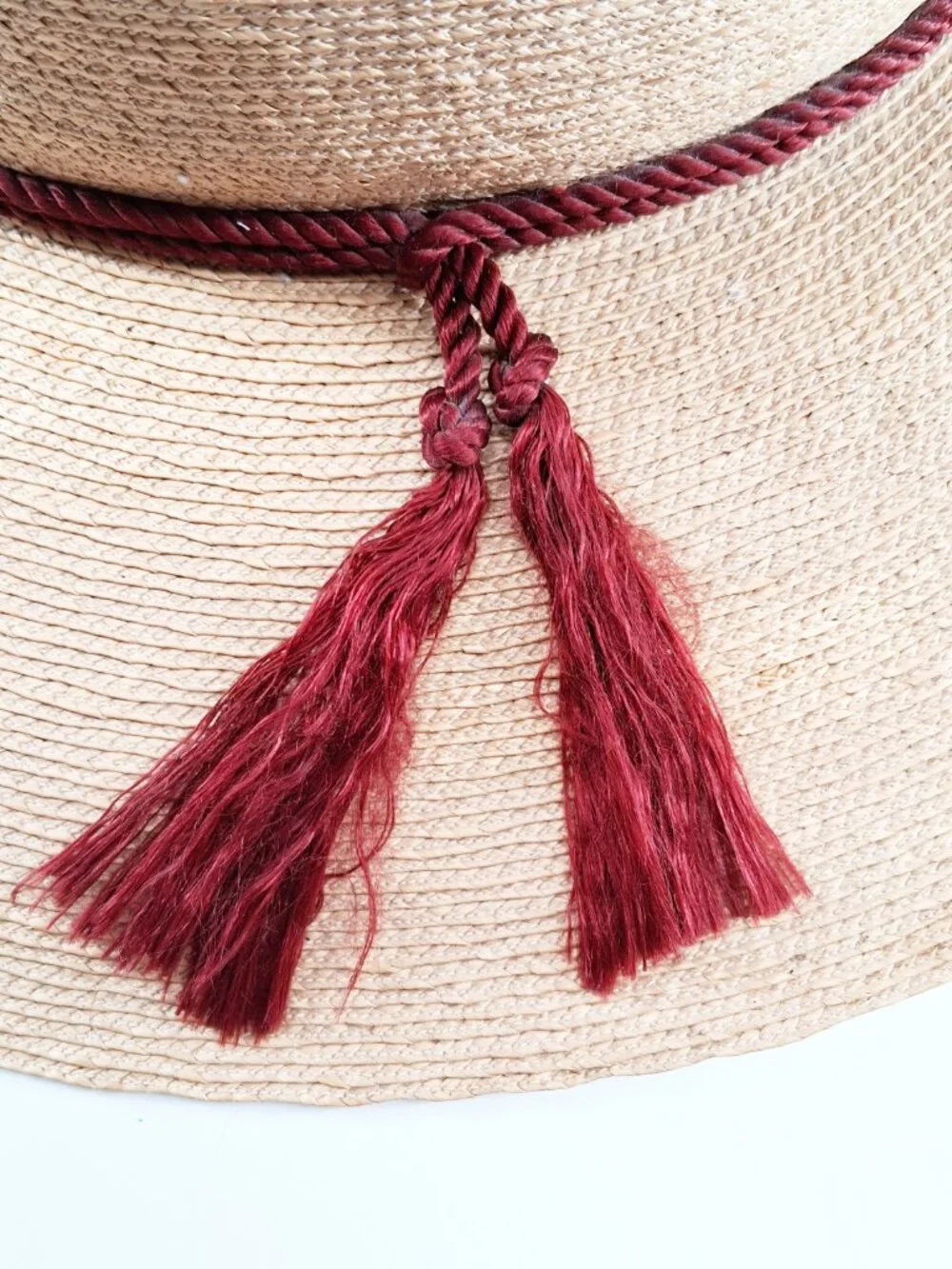 Vintage Vaquero Straw Hat Wide Brim Flat Crown Western Ranch Sun Hat Red Rope - Picture 3 of 12